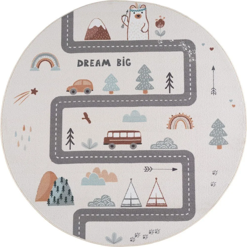 Krémový pratelný dětský koberec ø120 cm Coco 1134 – Ayyildiz Carpets
