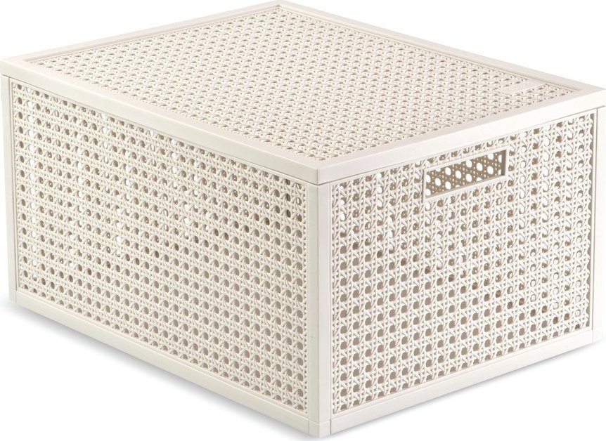 Krémový úložný box s víkem z recyklovaného plastu 30x38x21 cm Kaya – Curver Curver