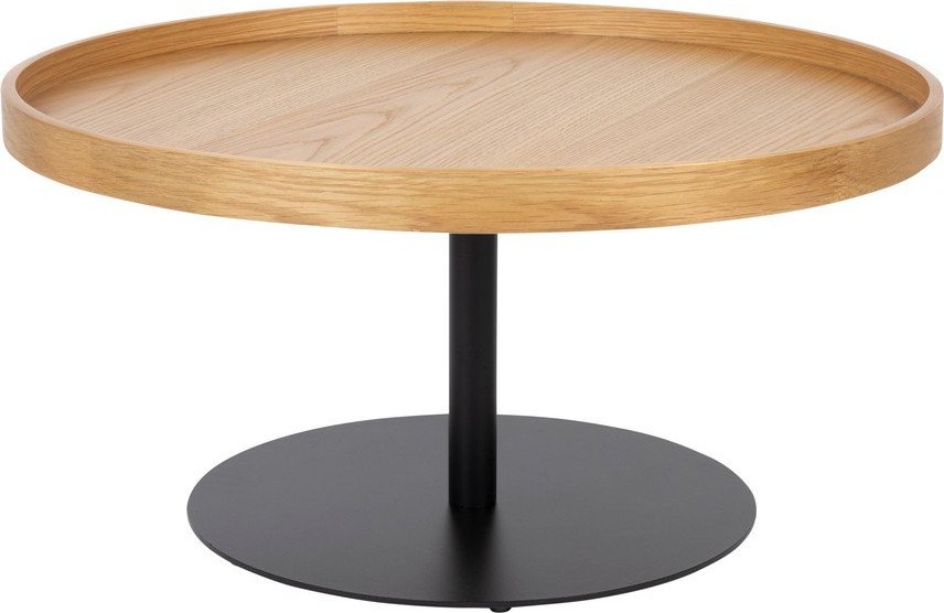 Kulatý konferenční stolek s deskou v dubovém dekoru v přírodní barvě ø 70 cm Yuri L – White Label White Label
