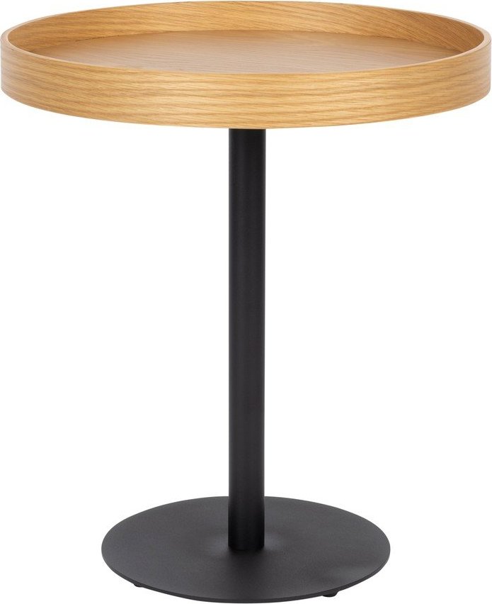 Kulatý odkládací stolek s deskou v dubovém dekoru ø 40 cm Yuri S – White Label White Label