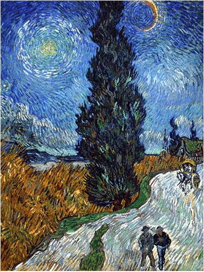 Reprodukce obrazu 45x60 cm Country road in Provence by night - Fedkolor Fedkolor