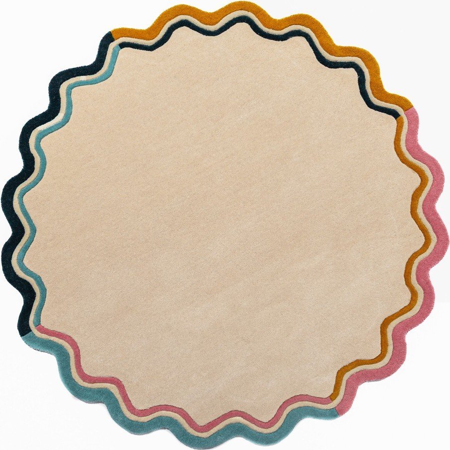 Ručně tkaný vlněný kulatý koberec v přírodní barvě ø 180 cm Leo Scallop – Flair Rugs Flair Rugs
