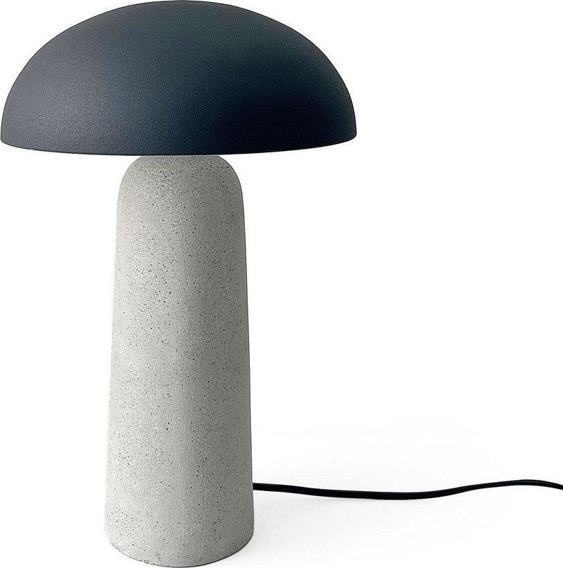 Šedá betonová stolní lampa s kovovým stínidlem (výška 39