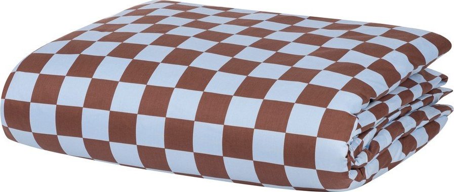 Světle modrý/hnědý povlak na peřinu na jednolůžko z bavlněného saténu 140x200 cm Plu – noo.ma NOO.MA