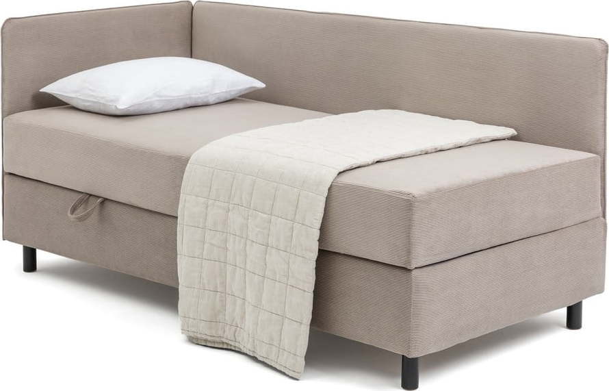 Taupe čalouněná jednolůžková postel s úložným prostorem s matrací 90x200 cm Avela - II. jakost – Bonami Selection Bonami Selection