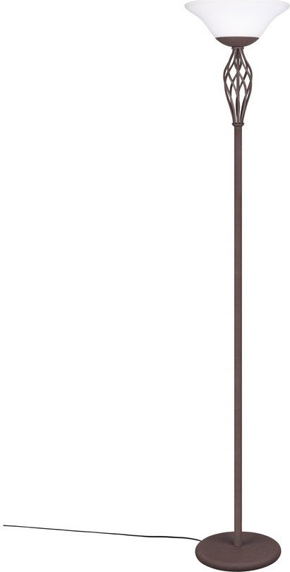 Tmavě hnědá stojací lampa se skleněným stínidlem (výška 180 cm) Rustica – Trio TRIO