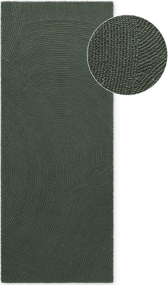 Tmavě zelený ručně tkaný vlněný běhoun 80x300 cm Calmio – Hanse Home Hanse Home
