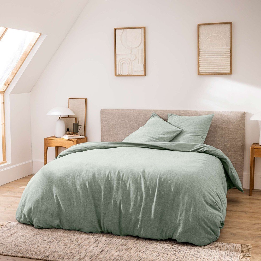 Zelené 3dílné bavlněné povlečení na dvoulůžko/prodloužené 240x220 cm Meline – douceur d'intérieur Douceur d intérieur