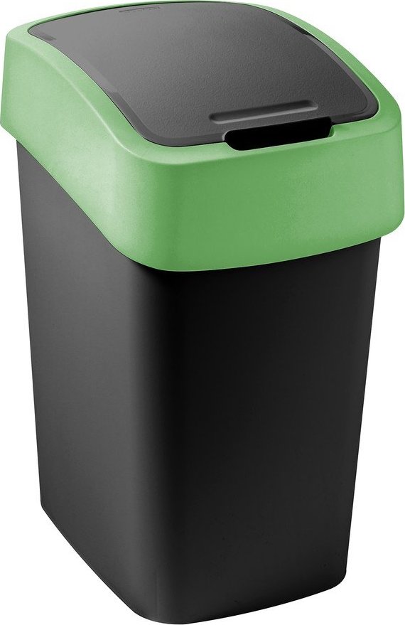 Zelený/černý plastový odpadkový koš na tříděný odpad 9 l Flip Bin – Curver Curver