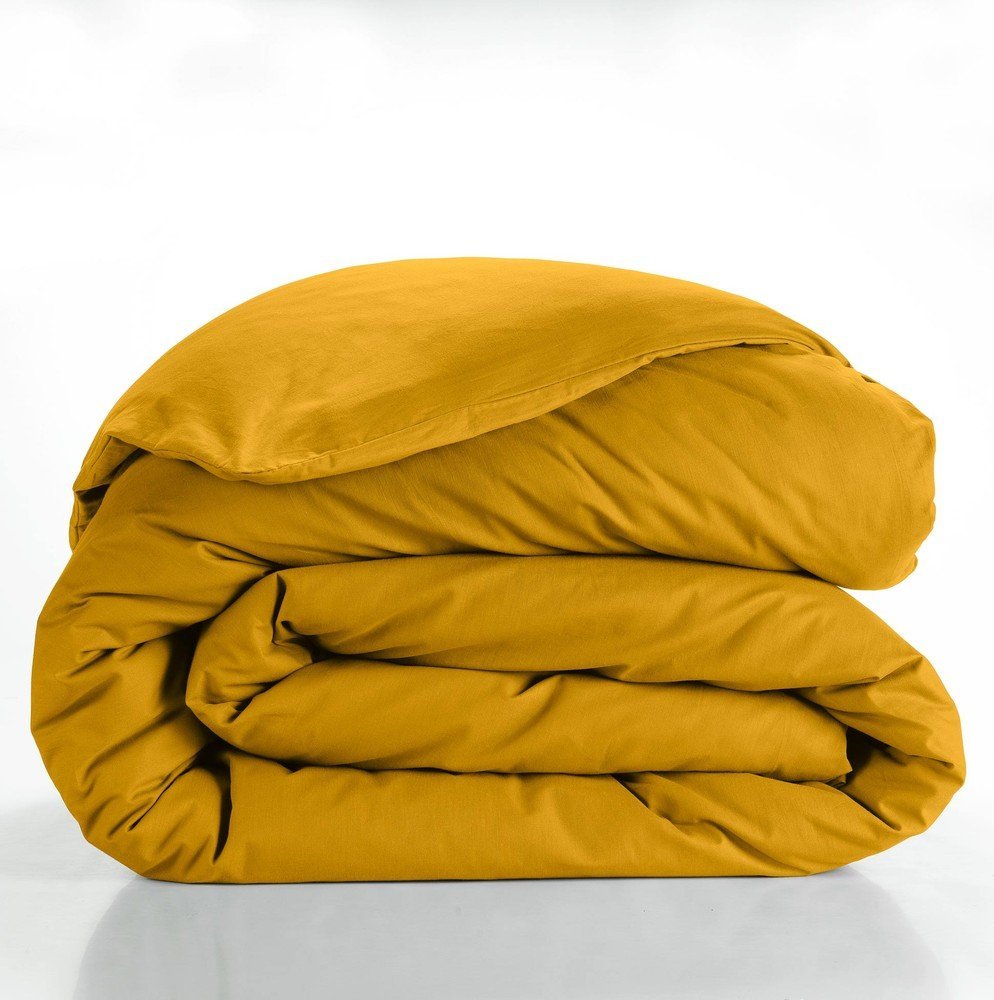 Žlutý bavlněný povlak na peřinu na dvoulůžko/prodloužený 240x220 cm Lina – douceur d'intérieur Douceur d intérieur