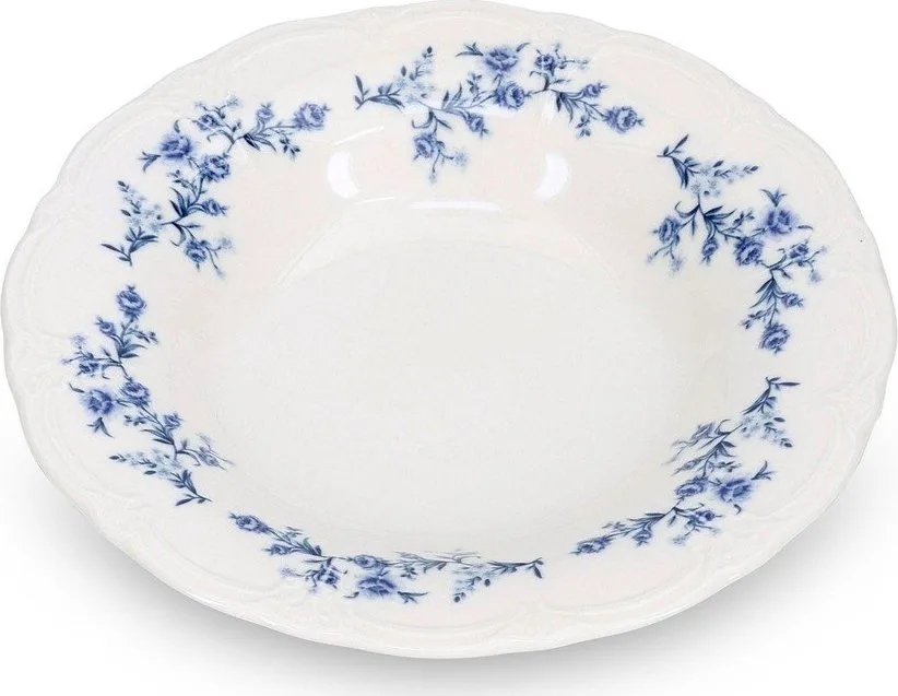 Bílý/modrý hluboký porcelánový talíř ø 23,5 cm Retro – BonBistro
