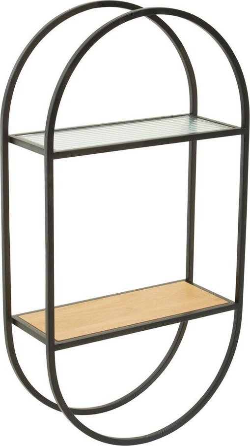 Černá/v přírodní barvě patrová kovová police 35 cm Mataram – Premier Housewares Premier Housewares