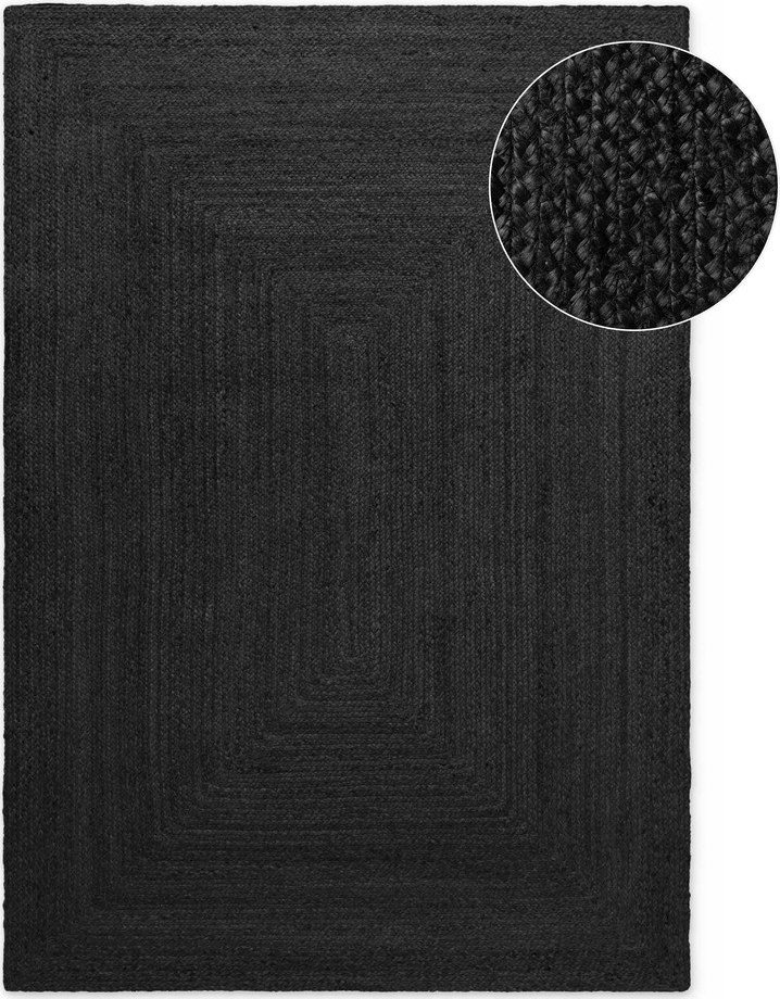 Černý oboustranný/ručně tkaný jutový koberec 160x230 cm Juno – Hanse Home Hanse Home