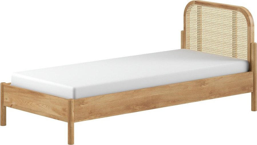 Jednolůžková postel z MDF z dubového dřeva s roštem 90x200 cm v přírodní barvě Olive Rotan - II. jakost – Vipack Vipack