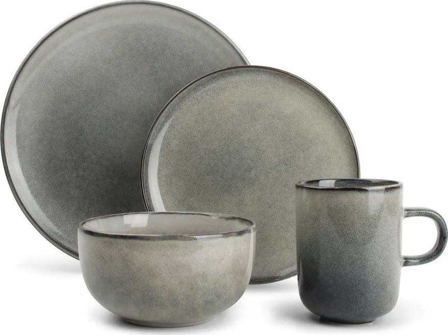 Kameninová jídelní sada 16 ks pro 4 osoby Meridian – Salt&Pepper