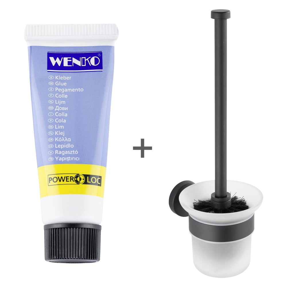 Matně černá samodržící skleněná WC štětka Bosio – Wenko WENKO