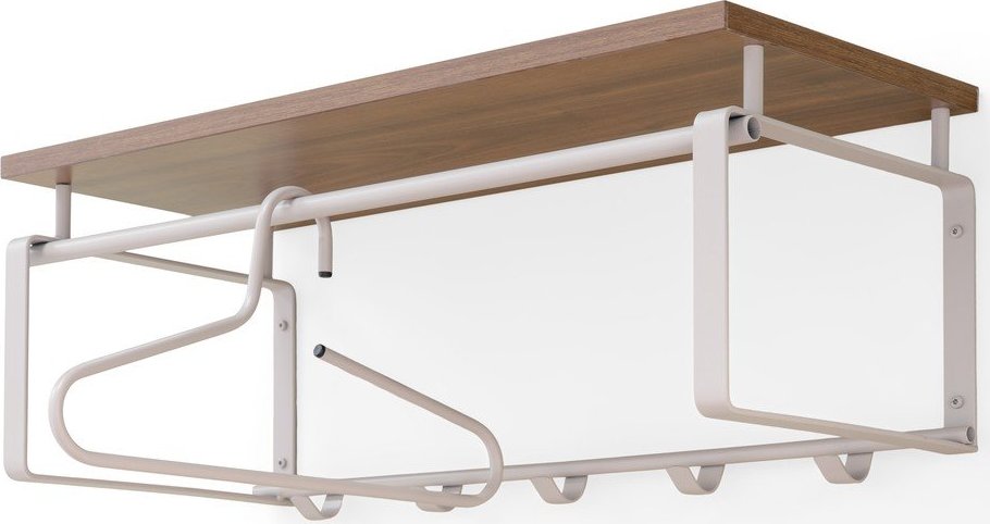 Ocelový nástěnný věšák v přírodní barvě/taupe s poličkou 70 cm Rex – Spinder Design Spinder Design