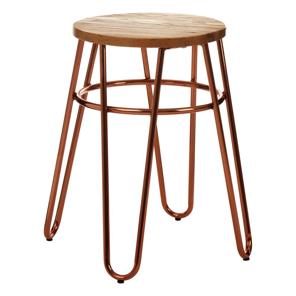 Stolička z jilmového dřeva v přírodní barvě/v růžovo zlaté barvě District – Premier Housewares Premier Housewares