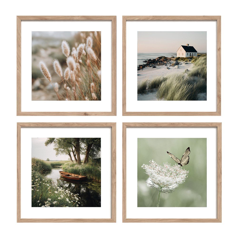 Tištěné obrazy v sadě 4 ks s rámem 30x30 cm Subtle Nature – Styler Styler