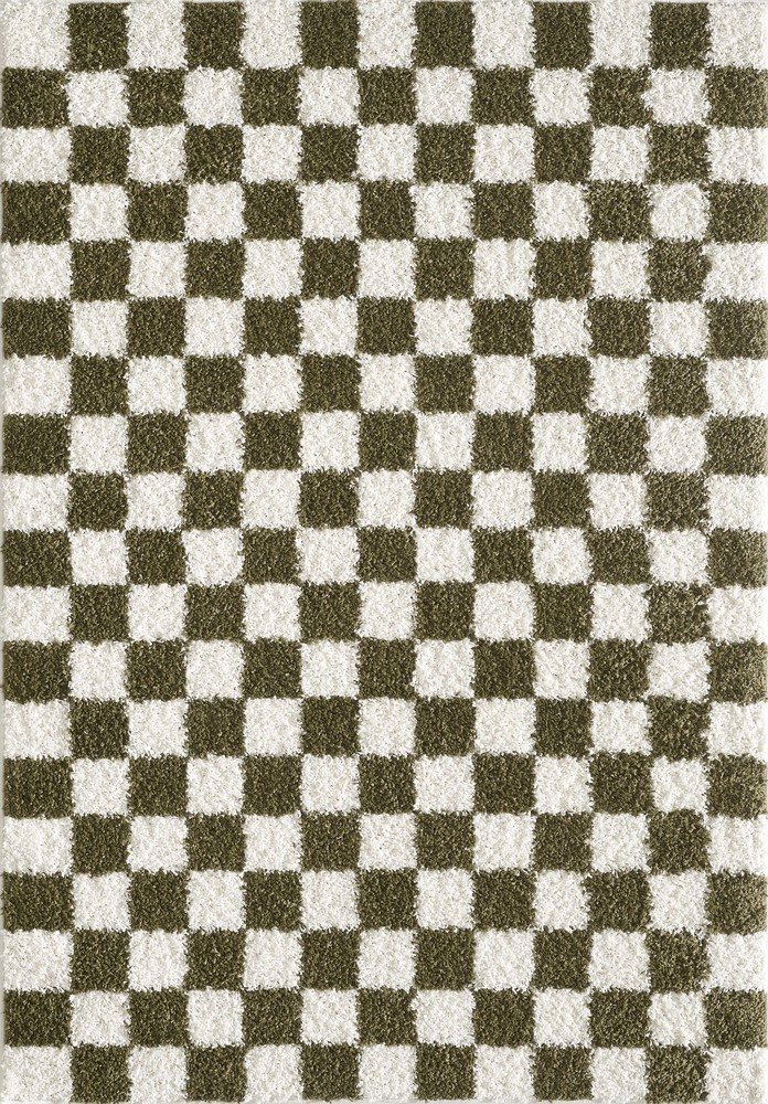 Tmavě zelený/krémový koberec 80x150 cm Grida – ESTE Este