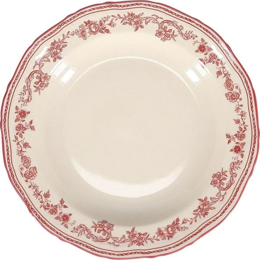 Vínový/slonovinový hluboký porcelánový talíř ø 23 cm Cyril – S|P Collection