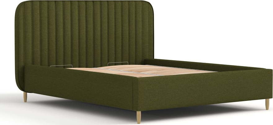 Zelená čalouněná dvoulůžková postel s úložným prostorem s roštem 180x200 cm Noto - II. jakost – Maison de Rêve Maison de Reve