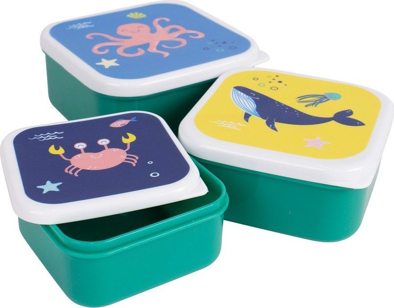 Zelené plastové dětské svačinové boxy v sadě 3 ks Ocean – Ladelle Ladelle