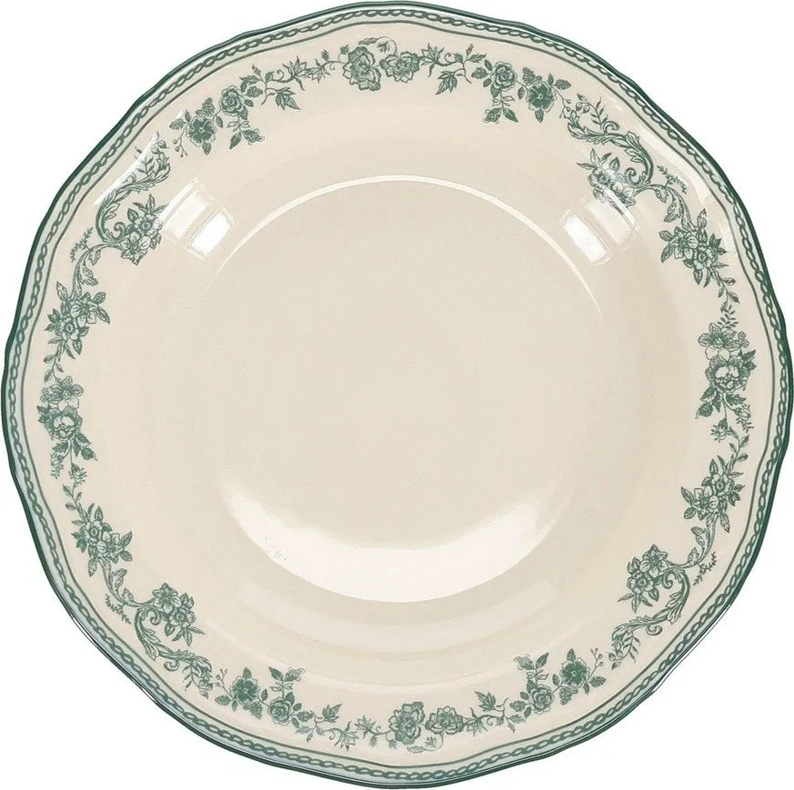 Zelený/slonovinový hluboký porcelánový talíř ø 23 cm Cyril – S|P Collection