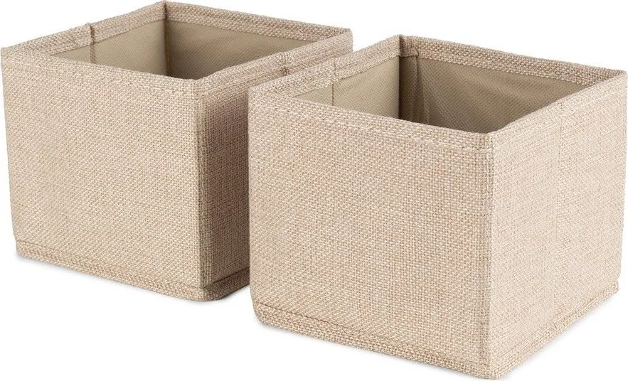Béžové látkové úložné boxy v sadě 2 ks 14x12x12 cm Sandy – Compactor