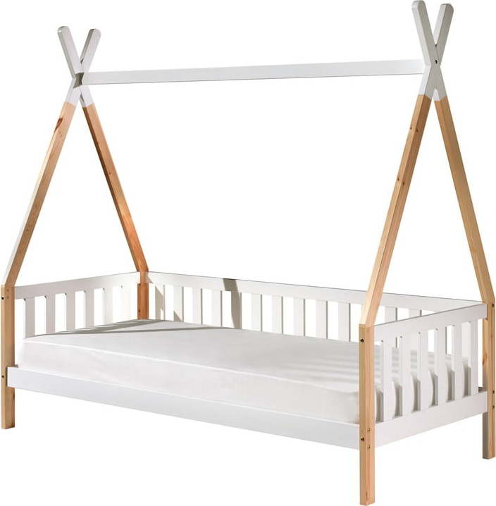 Bílá domečková dětská postel s roštem 90x200 cm Tipi - II. jakost – Vipack Vipack
