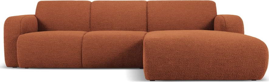 Hnědá rohová pohovka z textilie bouclé (pravý roh) Molino – Micadoni Home Micadoni