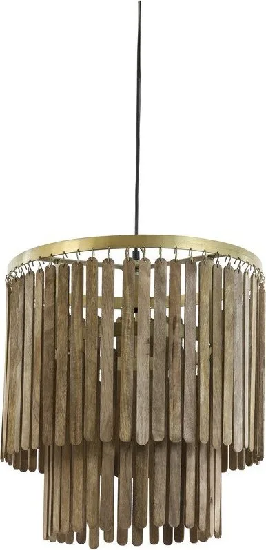 Hnědé závěsné svítidlo s dřevěným stínidlem Gularo – Light & Living
