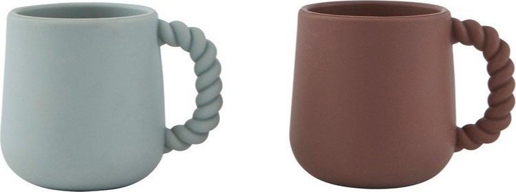 Modré/hnědé silikonové dětské hrnky v sadě 2 ks Mellow – OYOY Mini OYOY MINI