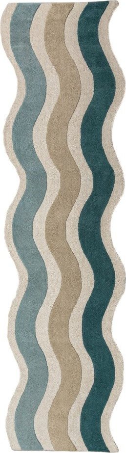 Modrý ručně tkaný vlněný běhoun 80x300 cm Cascade Wool – Flair Rugs Flair Rugs