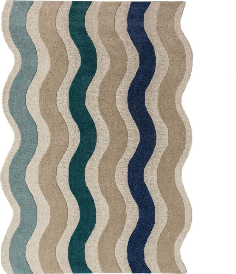 Modrý ručně tkaný vlněný koberec 140x200 cm Cascade Wool – Flair Rugs Flair Rugs