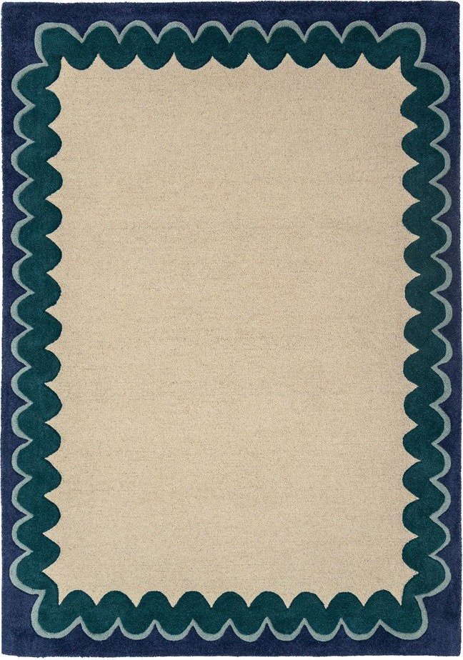 Ručně tkaný vlněný koberec v přírodní barvě/zelenomodrý 140x200 cm Wiggle Wool – Flair Rugs Flair Rugs