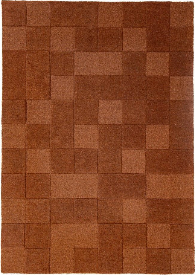 Ručně tkaný vlněný koberec v terakotové barvě 120x170 cm Checkerboard – Flair Rugs Flair Rugs