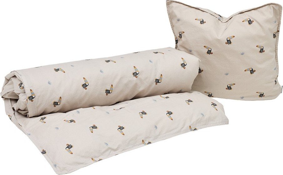 Světle šedé bavlněné dětské povlečení do postýlky 70x100 cm Toucan – OYOY Mini OYOY MINI
