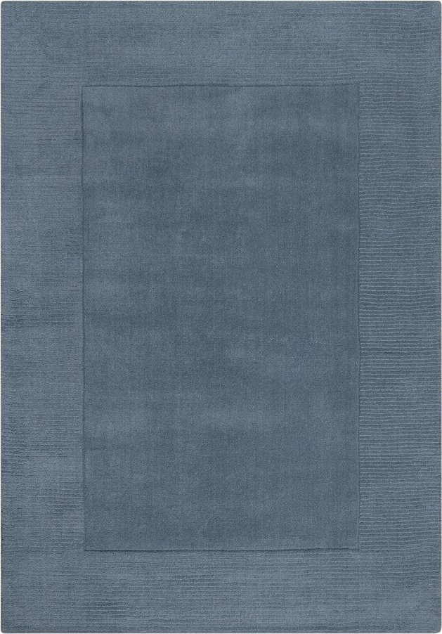 Tmavě modrý ručně tkaný vlněný koberec 200x290 cm Textured Wool Border – Flair Rugs Flair Rugs