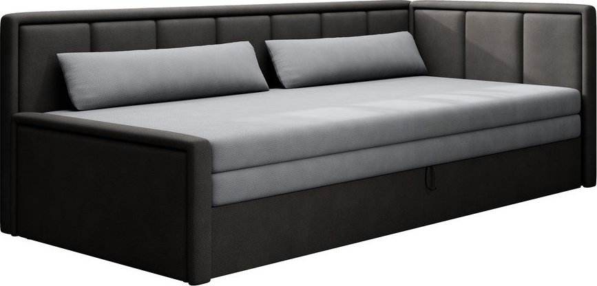 Tmavě šedá žinylková rozkládací/s úložným prostorem pohovka pravý roh 214 cm Fulgeo - II. jakost – ELTAP ELTAP