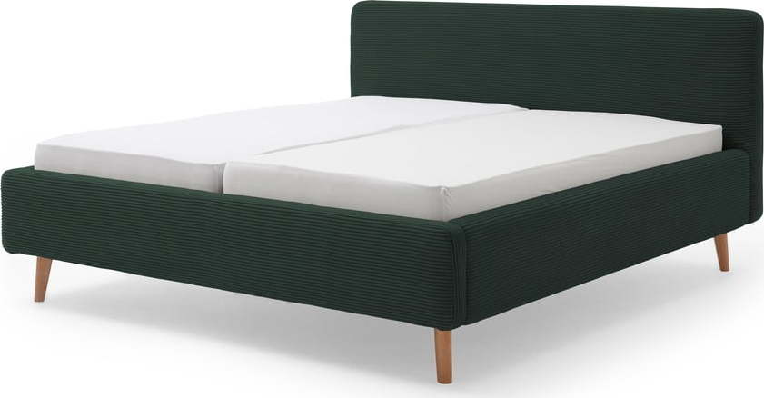 Tmavě zelená čalouněná dvoulůžková postel bez roštu 180x200 cm Mattis Cord – Meise Möbel Meise Möbel