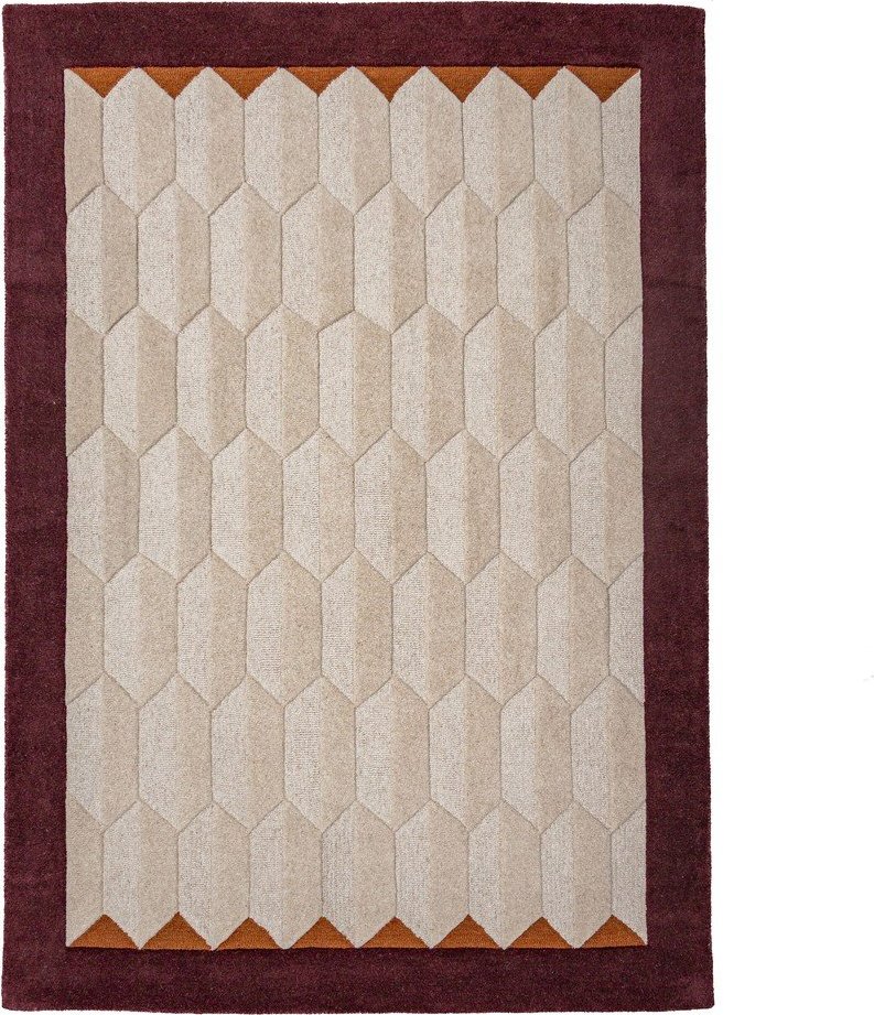 Vínový/v přírodní barvě ručně tkaný vlněný koberec 200x290 cm Apex Border Wool – Flair Rugs Flair Rugs