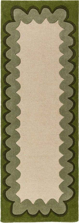 Zelený/v přírodní barvě ručně tkaný vlněný běhoun 80x230 cm Wiggle Wool – Flair Rugs Flair Rugs