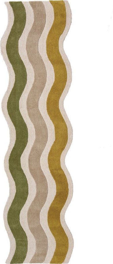 Zelený/v přírodní barvě ručně tkaný vlněný běhoun 80x300 cm Cascade Wool – Flair Rugs Flair Rugs
