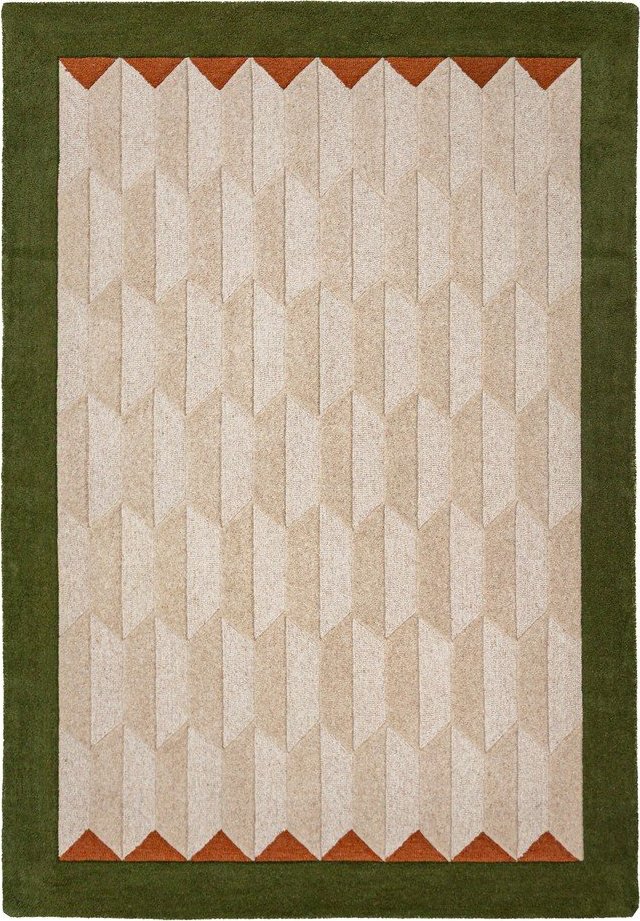 Zelený/v přírodní barvě ručně tkaný vlněný koberec 120x170 cm Apex Border Wool – Flair Rugs Flair Rugs
