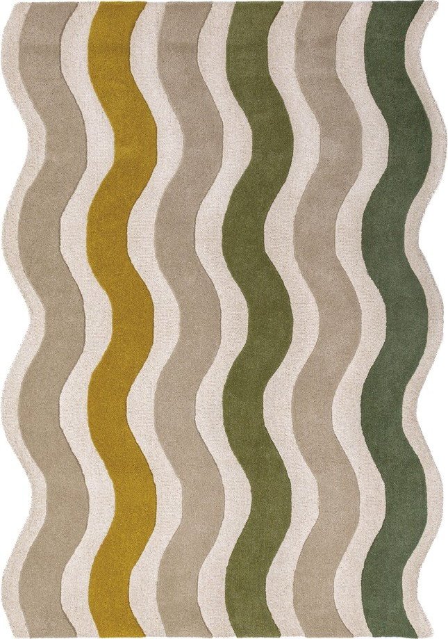Zelený/v přírodní barvě ručně tkaný vlněný koberec 140x200 cm Cascade Wool – Flair Rugs Flair Rugs