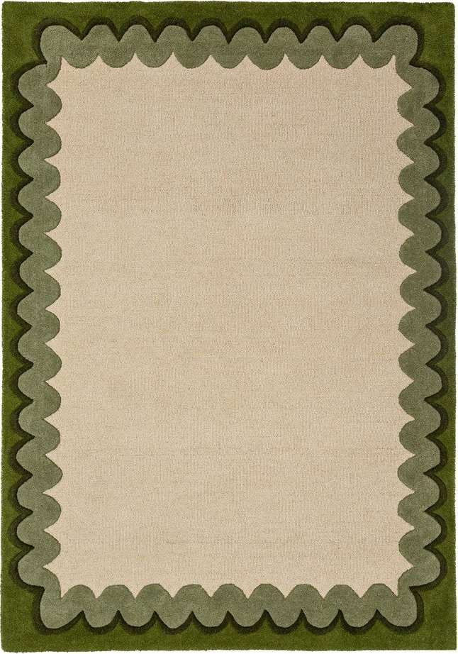 Zelený/v přírodní barvě ručně tkaný vlněný koberec 200x290 cm Wiggle Wool – Flair Rugs Flair Rugs