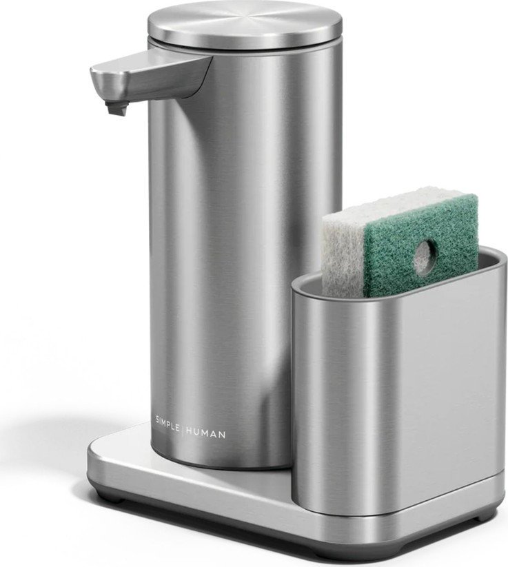 Bezdotykový kovový stojan na mycí prostředky ve stříbrné barvě – simplehuman Simplehuman