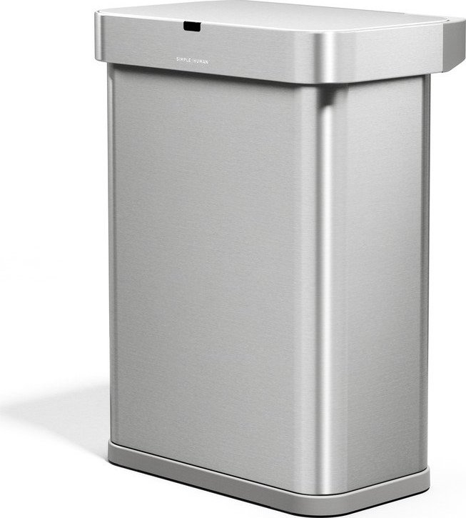 Bezdotykový ocelový odpadkový koš ve stříbrné barvě 58 l Sensor – simplehuman Simplehuman