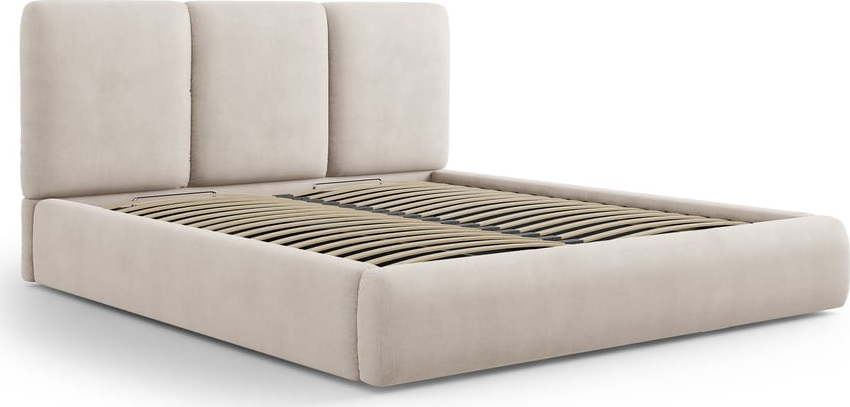 Béžová čalouněná dvoulůžková postel s úložným prostorem s roštem 180x200 cm Brody - II. jakost – Mazzini Beds Mazzini Beds